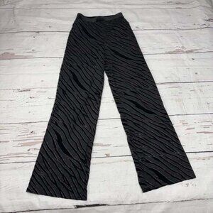 Forever 21 Black Zebra Print Glitter Pants, Wide Leg Party Trousers, Size S